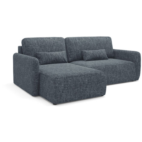 Canapé d'angle réversible et convertible 3 places avec coffre Lazare Bleu