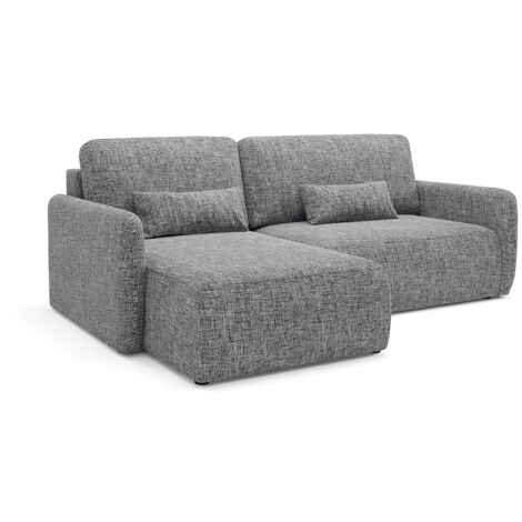 Canapé d'angle réversible et convertible 3 places avec coffre Lazare Gris
