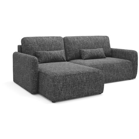 Canapé d'angle réversible et convertible 3 places avec coffre Lazare Gris foncé