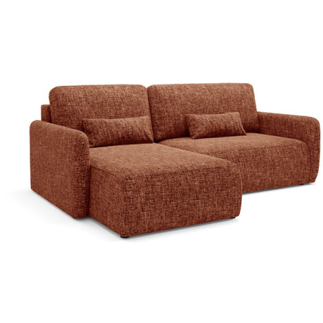 Canapé d'angle réversible et convertible 3 places avec coffre Lazare Terracotta