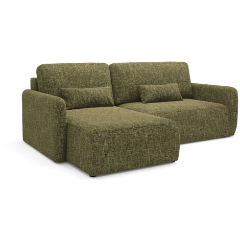 Canapé d'angle réversible et convertible 3 places avec coffre Lazare Vert