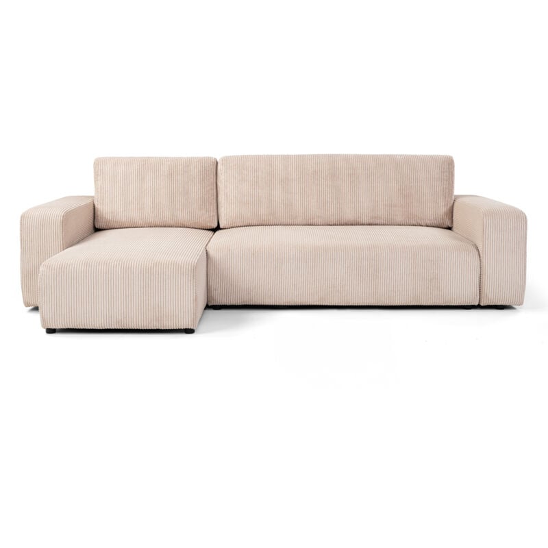 Casa Baoli - Canapé d'angle réversible et convertible goya 244 cm tissu velours côtelé beige