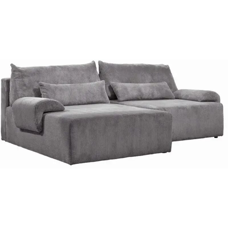 Meubletmoi - Canapé d'angle réversible et convertible velours côtelé gris - lester