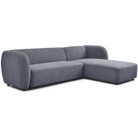 Canapé d'angle réversible moderne Larry Tissu bouclette Gris