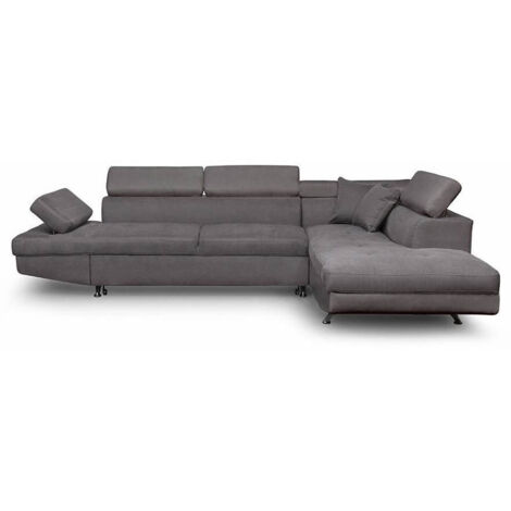 Canapé d'angle RIO Convertible avec coffre en microfibre - Angle Droit, Gris