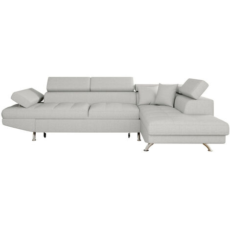 Canapé d'angle RIO Convertible avec coffre en tissu - Angle Droit, Gris perle