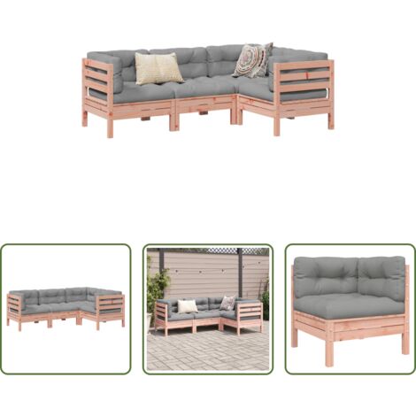 Canapé d'angle -  Salon de jardin 4 pcs et coussins bois massif sapin de douglas