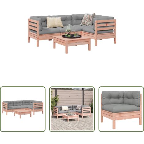 Canapé d'angle -  Salon de jardin 5 pcs et coussins bois massif sapin de douglas