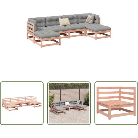 Canapé d'angle -  Salon de jardin 6 pcs bois massif sapin de douglas
