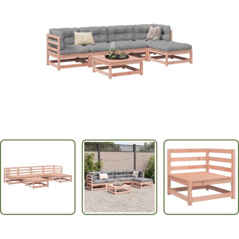 Canapé d'angle -  Salon de jardin 6 pcs bois massif sapin de douglas