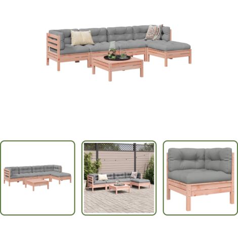Canapé d'angle -  Salon de jardin 6 pcs et coussins bois massif sapin de douglas