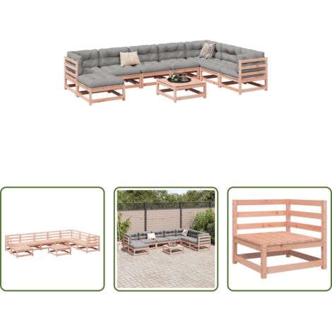 Canapé d'angle -  Salon de jardin 9 pcs bois massif sapin de douglas