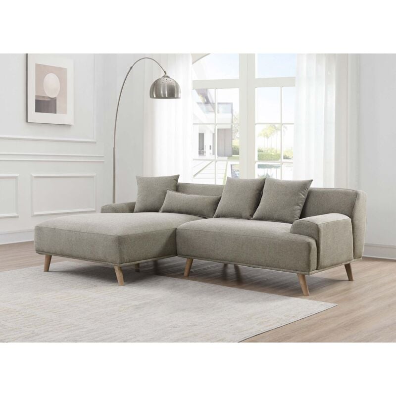Deco In Paris - karolina - Canapé d'angle scandinave avec méridienne en tissu taupe karolina - Angle Gauche