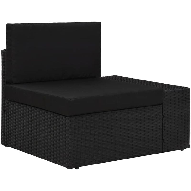 Canape d'angle sectionnel accoudoir gauche Resine tressee Noir