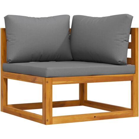 Canapé d'angle sectionnel avec coussin gris foncé Bois d'acacia