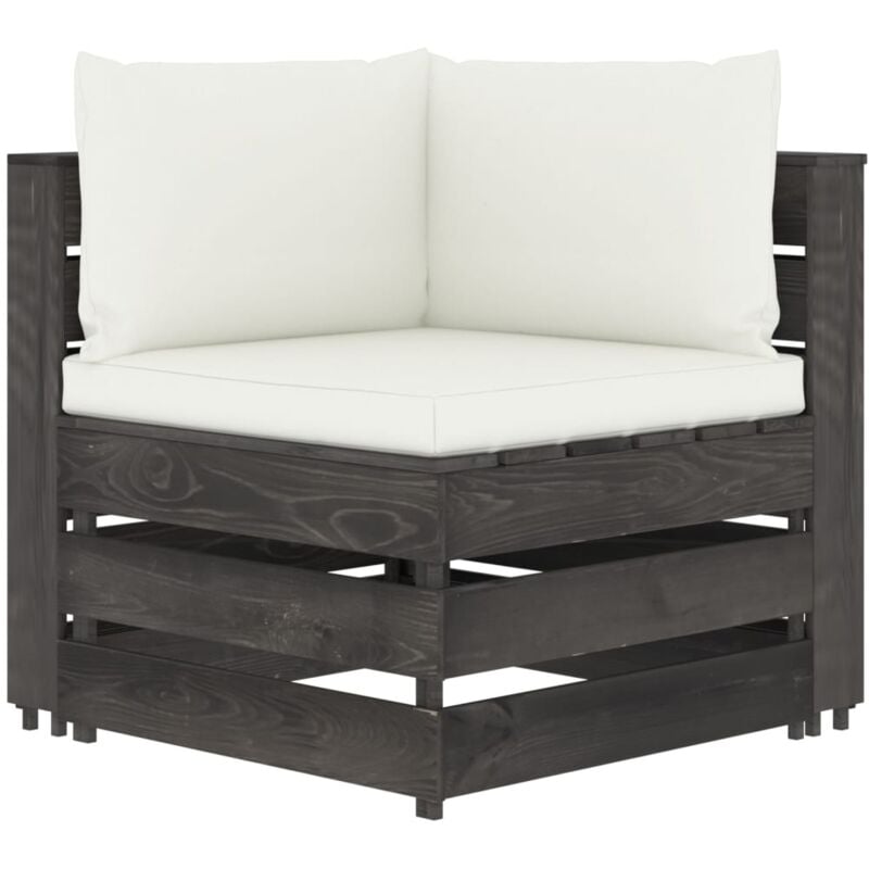 Canapé d'angle sectionnel avec coussins Bois imprégné de gris