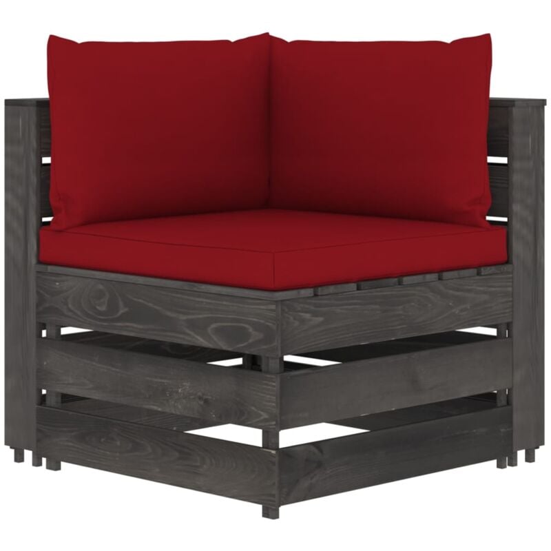 Canapé d'angle sectionnel avec coussins Bois imprégné de gris