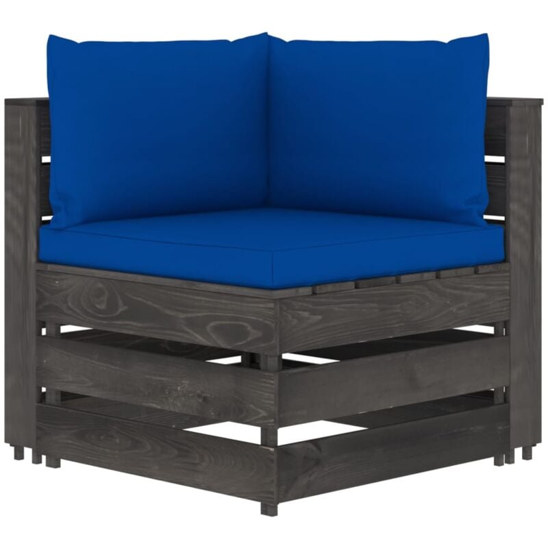 Canapé d'angle sectionnel avec coussins Bois imprégné de gris