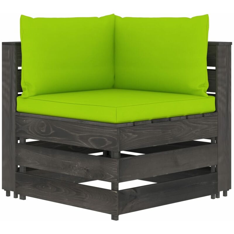 Canapé d'angle sectionnel avec coussins Bois imprégné de gris
