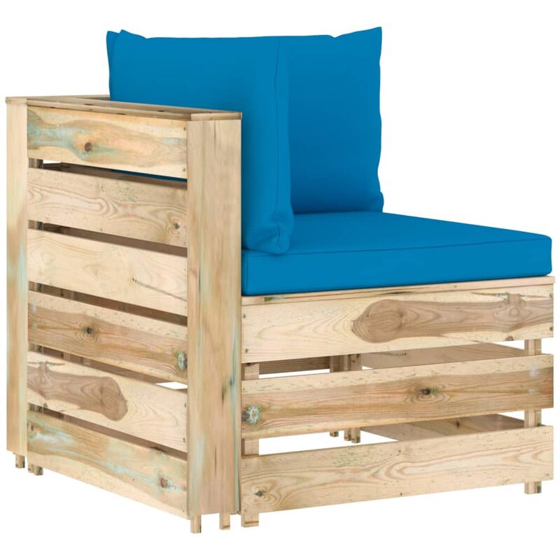 Canapé d'angle sectionnel avec coussins Bois imprégné de vert