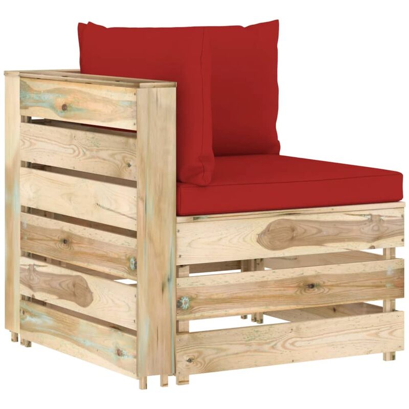 Canapé d'angle sectionnel avec coussins Bois imprégné de vert