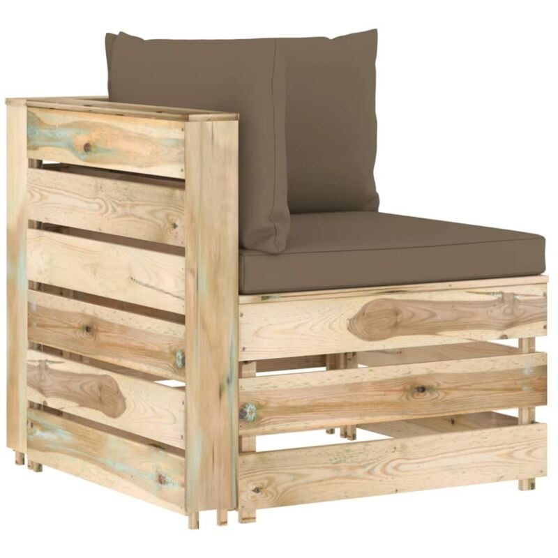 Canapé d'angle sectionnel avec coussins Bois imprégné de vert