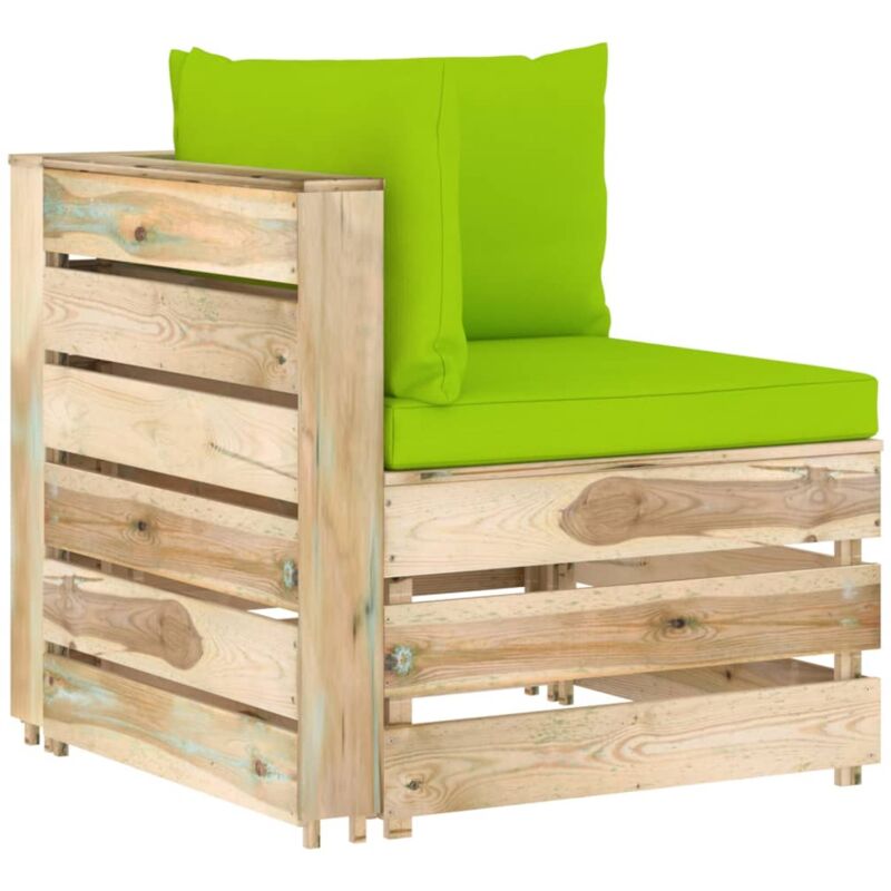 Canapé d'angle sectionnel avec coussins Bois imprégné de vert