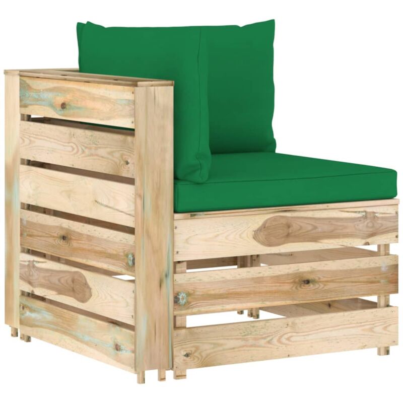 Canapé d'angle sectionnel avec coussins Bois imprégné de vert