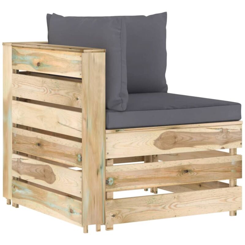 Canapé d'angle sectionnel avec coussins Bois imprégné de vert