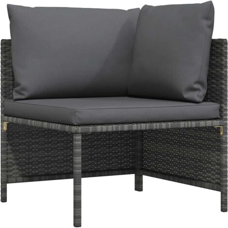 Canapé d'angle sectionnel - Salon de jardin - Banc de jardin - avec coussins Gris Résine tressée Chic-959598