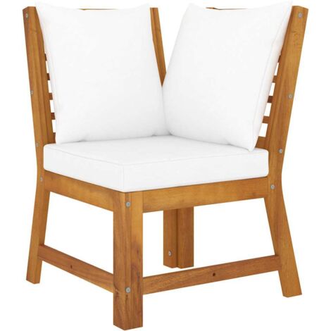 Canapé d'angle sectionnel - Salon de jardin - Banc de jardin - et coussin crème Bois d'acacia massif Chic-618548