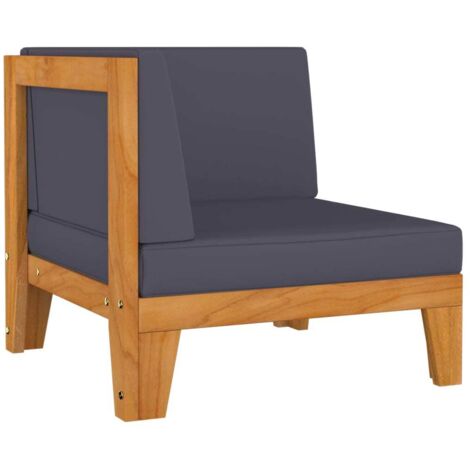 Canapé d'angle sectionnel - Salon de jardin - Banc de jardin - et coussins gris foncé Bois d'acacia Chic-346459