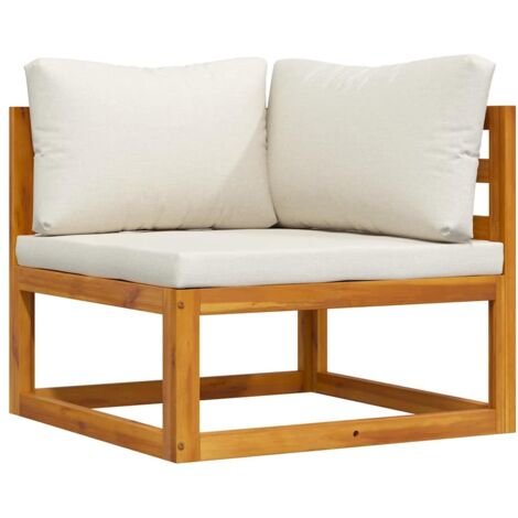 Canapé d'angle sectionnel，Banquette pour Salon，Sofa D'Angle et coussin blanc crème Bois d'acacia MEMV748100