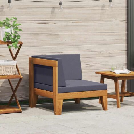 Canapé d'angle-Sofa sectionnel et coussins gris foncé Bois d'acacia 644568