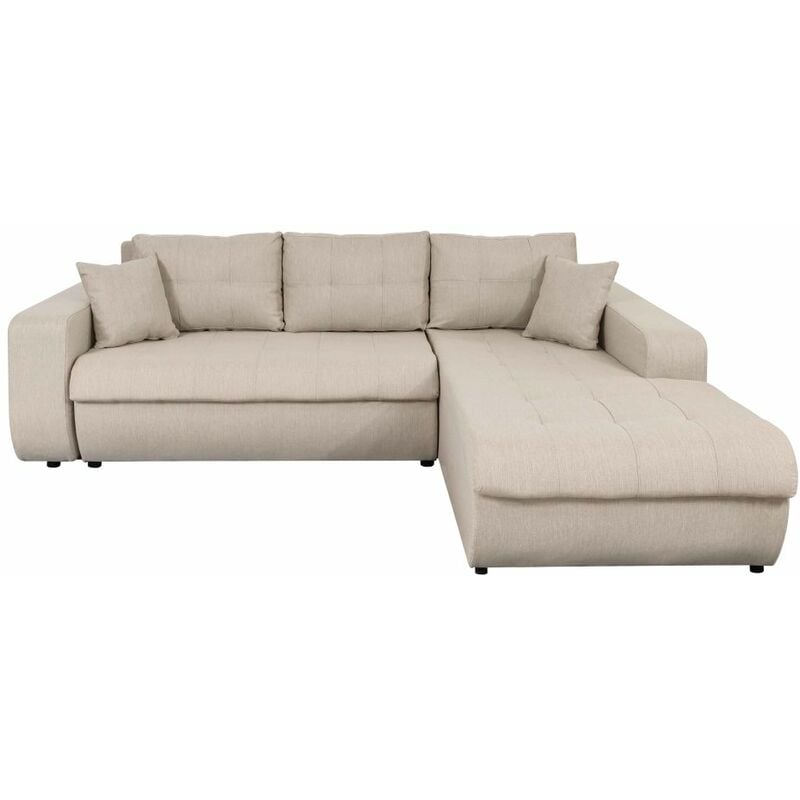 Usinestreet - Canapé d'Angle suzie Convertible en Tissu - Angle Droit, Beige