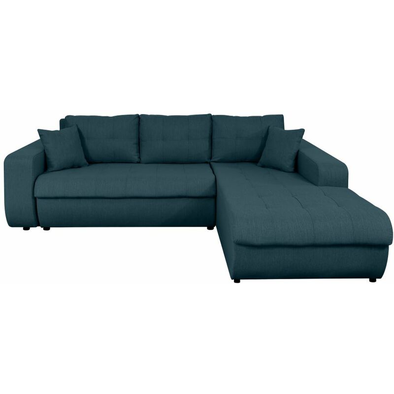 Usinestreet - Canapé d'Angle suzie Convertible en Tissu - Angle Droit, Bleu pétrole