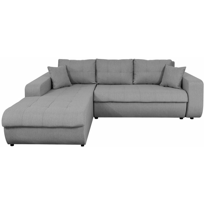 Usinestreet - Canapé d'Angle suzie Convertible en Tissu - Angle Gauche, Gris clair