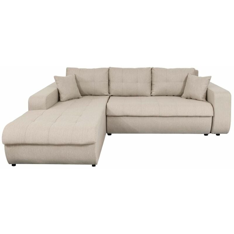 Usinestreet - Canapé d'Angle suzie Convertible en Tissu - Angle Gauche, Beige