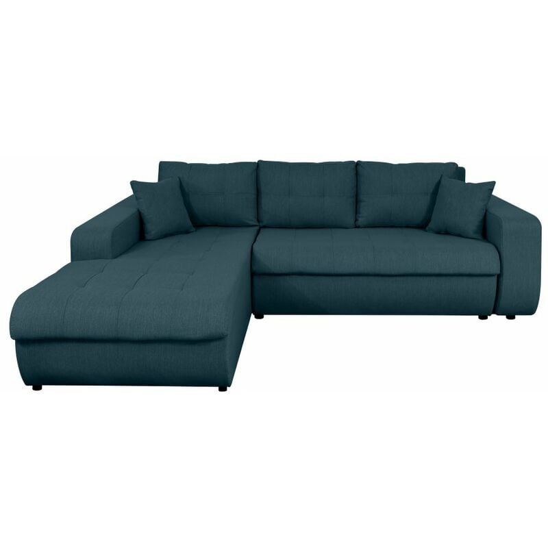 Usinestreet - Canapé d'Angle suzie Convertible en Tissu - Angle Gauche, Bleu pétrole