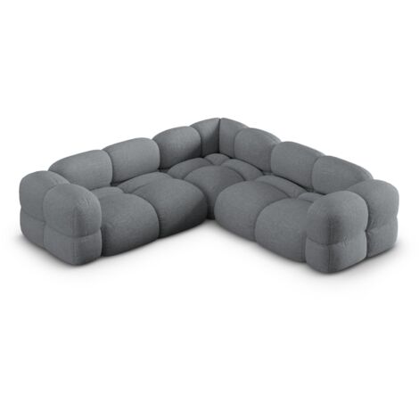 Canapé d'angle symétrique 4 places en tissu structurel gris