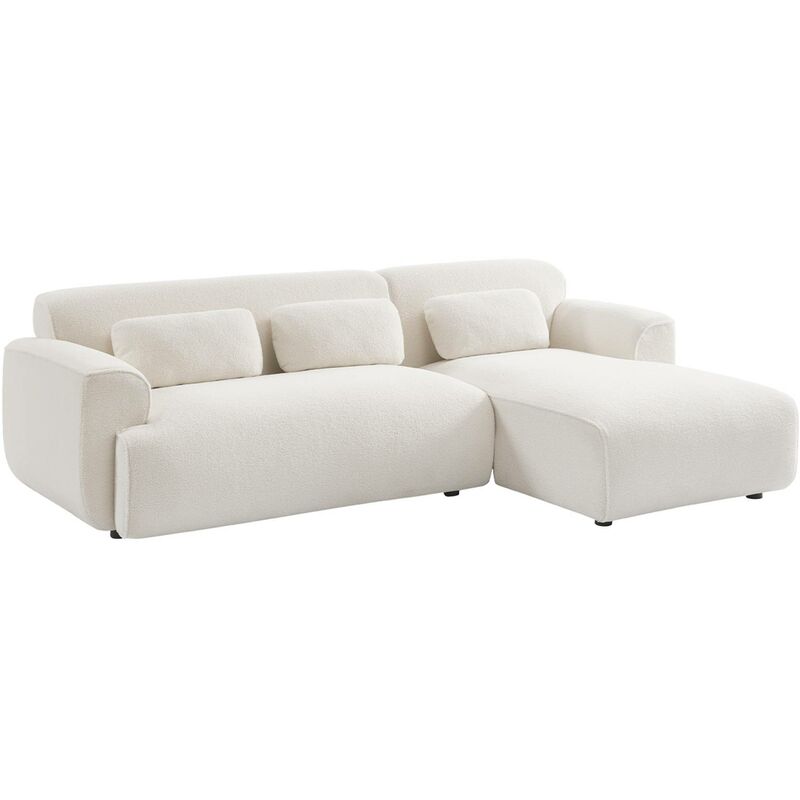 Canapé d'angle 3 places Blanc Tissu Contemporain Confort