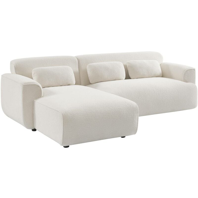 Canapé d'angle 3 places Blanc Tissu Contemporain Confort
