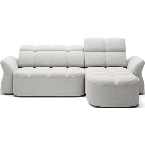 Canapé d’angle tissu CENTURY – Convertible et coffre angle droit-Gris perle-angle droit