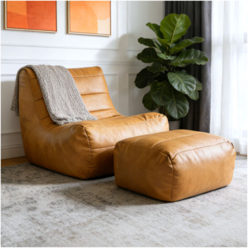 Canapé d'appoint ergonomique à une place avec pouf assorti, idéal pour les petits espaces et les intérieurs modernes Canapé d'appoint ergonomique à une place avec pouf assorti, idéal pour les petits espaces et les intérieurs modernes