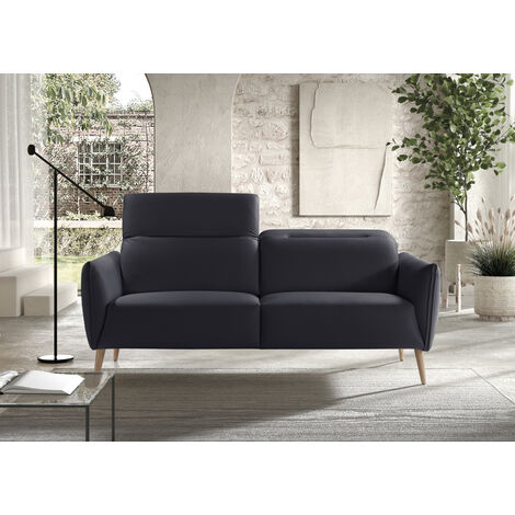 Canapé de 3 places en tissu couleur Noir - Longueur 188 x Profondeur 90 x Hauteur 103 cm