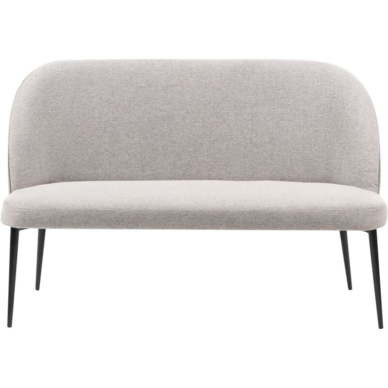 Beliani - Canapé de Cuisine Banquette 2 Places en Tissu Polyester Rembourré Gris Clair et Pieds Métal Noir Osby