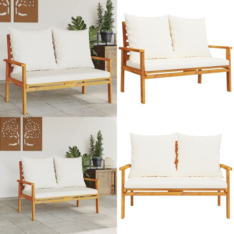 Canapé de jardin 120 cm avec coussin bois d'acacia massif - Canapé De Jardin - Mobilier De Jardin - Banc Extérieur - Banc De Jardin - Acacia Massif