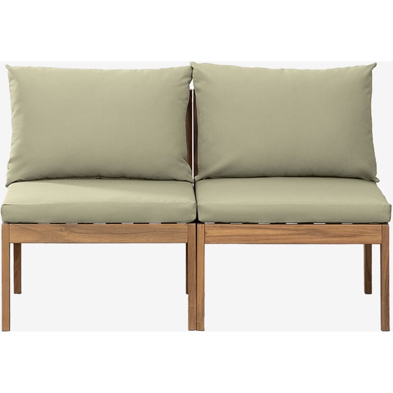 Sklum - Canapé de jardin modulable 2 pièces en bois d'acacia Filips Vert Kaki