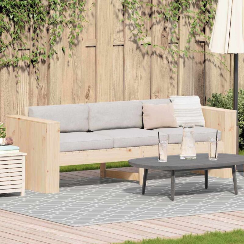 vidaXL Canapé de jardin 3 places Naturel Bois de pin massif Moyen 873871