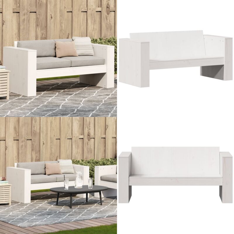Canapé de jardin 2 places blanc 134x60x62 cm bois de pin massif - Canapé De Jardin - Mobilier De Jardin - Salon De Jardin - Meubles De Jardin